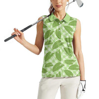 Green Hawaii Kalo Palaka Motifs Women Sleeveless Polo Shirt Hawaiian Taro Leaves Elegant Vibes - Polynesian Pride