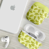 Lime Green Hawaii Kalo Palaka Motifs AirPods Case Hawaiian Taro Leaves Elegant Vibes LT14 - Polynesian Pride