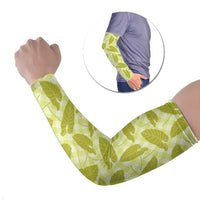 Lime Green Hawaii Kalo Palaka Motifs Arm Sleeves Hawaiian Taro Leaves Elegant Vibes - Polynesian Pride