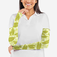 Lime Green Hawaii Kalo Palaka Motifs Arm Sleeves Hawaiian Taro Leaves Elegant Vibes - Polynesian Pride