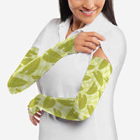 Lime Green Hawaii Kalo Palaka Motifs Arm Sleeves Hawaiian Taro Leaves Elegant Vibes - Polynesian Pride