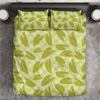 Lime Green Hawaii Kalo Palaka Motifs Bedding Set Hawaiian Taro Leaves Elegant Vibes - Polynesian Pride