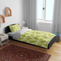Lime Green Hawaii Kalo Palaka Motifs Bedding Set Hawaiian Taro Leaves Elegant Vibes - Polynesian Pride
