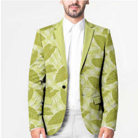 Lime Green Hawaii Kalo Palaka Motifs Blazer Hawaiian Taro Leaves Elegant Vibes - Polynesian Pride