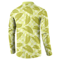 Lime Green Hawaii Kalo Palaka Motifs Button Sweatshirt Hawaiian Taro Leaves Elegant Vibes - Polynesian Pride