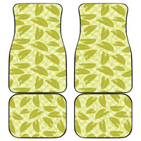 Lime Green Hawaii Kalo Palaka Motifs Car Mats Hawaiian Taro Leaves Elegant Vibes - Polynesian Pride
