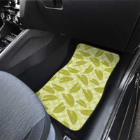 Lime Green Hawaii Kalo Palaka Motifs Car Mats Hawaiian Taro Leaves Elegant Vibes - Polynesian Pride