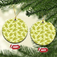 Lime Green Hawaii Kalo Palaka Motifs Ceramic Ornament Hawaiian Taro Leaves Elegant Vibes - Polynesian Pride