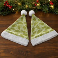 Lime Green Hawaii Kalo Palaka Motifs Christmas Santa Hat Hawaiian Taro Leaves Elegant Vibes - Polynesian Pride