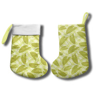 Lime Green Hawaii Kalo Palaka Motifs Christmas Stocking Hawaiian Taro Leaves Elegant Vibes - Polynesian Pride