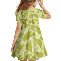 Lime Green Hawaii Kalo Palaka Motifs Family Matching Long Sleeve Bodycon Dress and Hawaiian Shirt Hawaiian Taro Leaves Elegant Vibes LT14 - Polynesian Pride