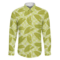 Lime Green Hawaii Kalo Palaka Motifs Family Matching Long Sleeve Bodycon Dress and Hawaiian Shirt Hawaiian Taro Leaves Elegant Vibes LT14 Dad's Shirt - Long Sleeve Lime Green - Polynesian Pride