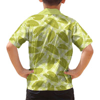 Lime Green Hawaii Kalo Palaka Motifs Family Matching Off The Shoulder Long Sleeve Dress and Hawaiian Shirt Hawaiian Taro Leaves Elegant Vibes LT14 - Polynesian Pride