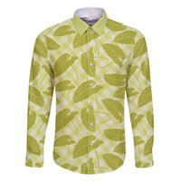 Lime Green Hawaii Kalo Palaka Motifs Family Matching Off The Shoulder Long Sleeve Dress and Hawaiian Shirt Hawaiian Taro Leaves Elegant Vibes - Polynesian Pride