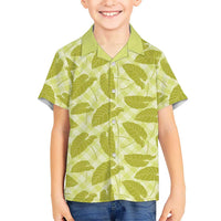 Lime Green Hawaii Kalo Palaka Motifs Family Matching Puletasi and Hawaiian Shirt Hawaiian Taro Leaves Elegant Vibes LT14 Son's Shirt Lime Green - Polynesian Pride