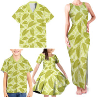 Lime Green Hawaii Kalo Palaka Motifs Family Matching Tank Maxi Dress and Hawaiian Shirt Hawaiian Taro Leaves Elegant Vibes LT14 - Polynesian Pride