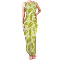 Lime Green Hawaii Kalo Palaka Motifs Family Matching Tank Maxi Dress and Hawaiian Shirt Hawaiian Taro Leaves Elegant Vibes - Polynesian Pride