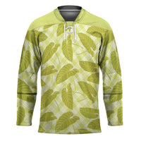 Lime Green Hawaii Kalo Palaka Motifs Hockey Jersey Hawaiian Taro Leaves Elegant Vibes - Polynesian Pride
