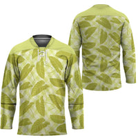 Lime Green Hawaii Kalo Palaka Motifs Hockey Jersey Hawaiian Taro Leaves Elegant Vibes - Polynesian Pride
