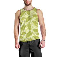Lime Green Hawaii Kalo Palaka Motifs Men Tank Top Hawaiian Taro Leaves Elegant Vibes - Polynesian Pride