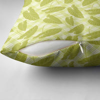 Lime Green Hawaii Kalo Palaka Motifs Pillow Cover Hawaiian Taro Leaves Elegant Vibes - Polynesian Pride