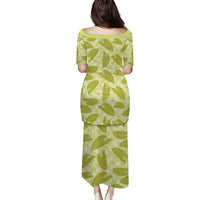 Lime Green Hawaii Kalo Palaka Motifs Puletasi Hawaiian Taro Leaves Elegant Vibes - Polynesian Pride