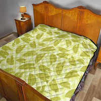 Lime Green Hawaii Kalo Palaka Motifs Quilt Hawaiian Taro Leaves Elegant Vibes - Polynesian Pride