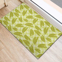 Lime Green Hawaii Kalo Palaka Motifs Rubber Doormat Hawaiian Taro Leaves Elegant Vibes - Polynesian Pride