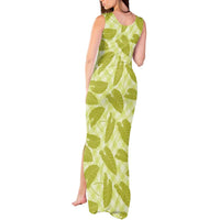 Lime Green Hawaii Kalo Palaka Motifs Tank Maxi Dress Hawaiian Taro Leaves Elegant Vibes - Polynesian Pride