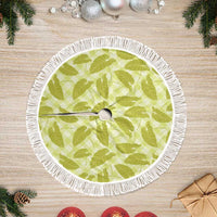 Lime Green Hawaii Kalo Palaka Motifs Tree Skirt Hawaiian Taro Leaves Elegant Vibes - Polynesian Pride