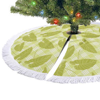 Lime Green Hawaii Kalo Palaka Motifs Tree Skirt Hawaiian Taro Leaves Elegant Vibes - Polynesian Pride