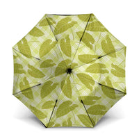 Lime Green Hawaii Kalo Palaka Motifs Umbrella Hawaiian Taro Leaves Elegant Vibes - Polynesian Pride