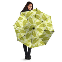 Lime Green Hawaii Kalo Palaka Motifs Umbrella Hawaiian Taro Leaves Elegant Vibes - Polynesian Pride