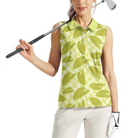 Lime Green Hawaii Kalo Palaka Motifs Women Sleeveless Polo Shirt Hawaiian Taro Leaves Elegant Vibes - Polynesian Pride