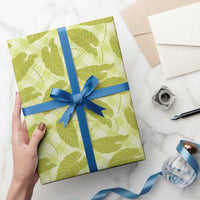 Lime Green Hawaii Kalo Palaka Motifs Wrapping Paper Hawaiian Taro Leaves Elegant Vibes - Polynesian Pride