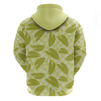 Lime Green Hawaii Kalo Palaka Motifs Zip Hoodie Hawaiian Taro Leaves Elegant Vibes - Polynesian Pride