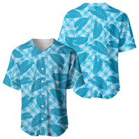 Blue Hawaii Kalo Palaka Motifs Baseball Jersey Hawaiian Taro Leaves Elegant Vibes LT14 - Polynesian Pride