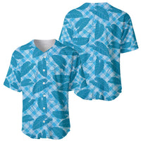 Blue Hawaii Kalo Palaka Motifs Baseball Jersey Hawaiian Taro Leaves Elegant Vibes - Polynesian Pride