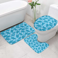 Blue Hawaii Kalo Palaka Motifs Bathroom Set Hawaiian Taro Leaves Elegant Vibes - Polynesian Pride