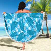 Blue Hawaii Kalo Palaka Motifs Beach Blanket Hawaiian Taro Leaves Elegant Vibes - Polynesian Pride