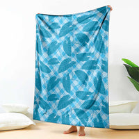Blue Hawaii Kalo Palaka Motifs Blanket Hawaiian Taro Leaves Elegant Vibes - Polynesian Pride