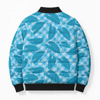 Blue Hawaii Kalo Palaka Motifs Bomber Puffer Jacket Hawaiian Taro Leaves Elegant Vibes - Polynesian Pride