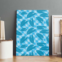 Blue Hawaii Kalo Palaka Motifs Canvas Wall Art Hawaiian Taro Leaves Elegant Vibes - Polynesian Pride