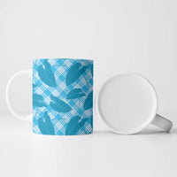 Blue Hawaii Kalo Palaka Motifs Ceramic Mug Hawaiian Taro Leaves Elegant Vibes - Polynesian Pride