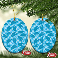 Blue Hawaii Kalo Palaka Motifs Ceramic Ornament Hawaiian Taro Leaves Elegant Vibes - Polynesian Pride