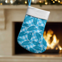 Blue Hawaii Kalo Palaka Motifs Christmas Stocking Hawaiian Taro Leaves Elegant Vibes - Polynesian Pride