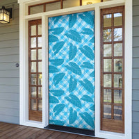 Blue Hawaii Kalo Palaka Motifs Door Cover Hawaiian Taro Leaves Elegant Vibes - Polynesian Pride