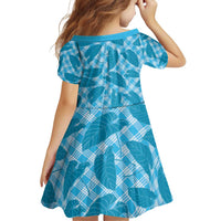 Blue Hawaii Kalo Palaka Motifs Family Matching Puletasi and Hawaiian Shirt Hawaiian Taro Leaves Elegant Vibes - Polynesian Pride