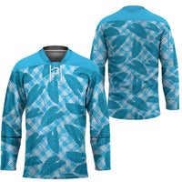 Blue Hawaii Kalo Palaka Motifs Hockey Jersey Hawaiian Taro Leaves Elegant Vibes - Polynesian Pride