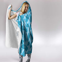 Blue Hawaii Kalo Palaka Motifs Hooded Blanket Hawaiian Taro Leaves Elegant Vibes - Polynesian Pride